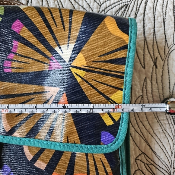 VGUC Fossil Crossbody Messenger Teacher Bag Pencil Shaving One size Navy Tan - Picture 7 of 10